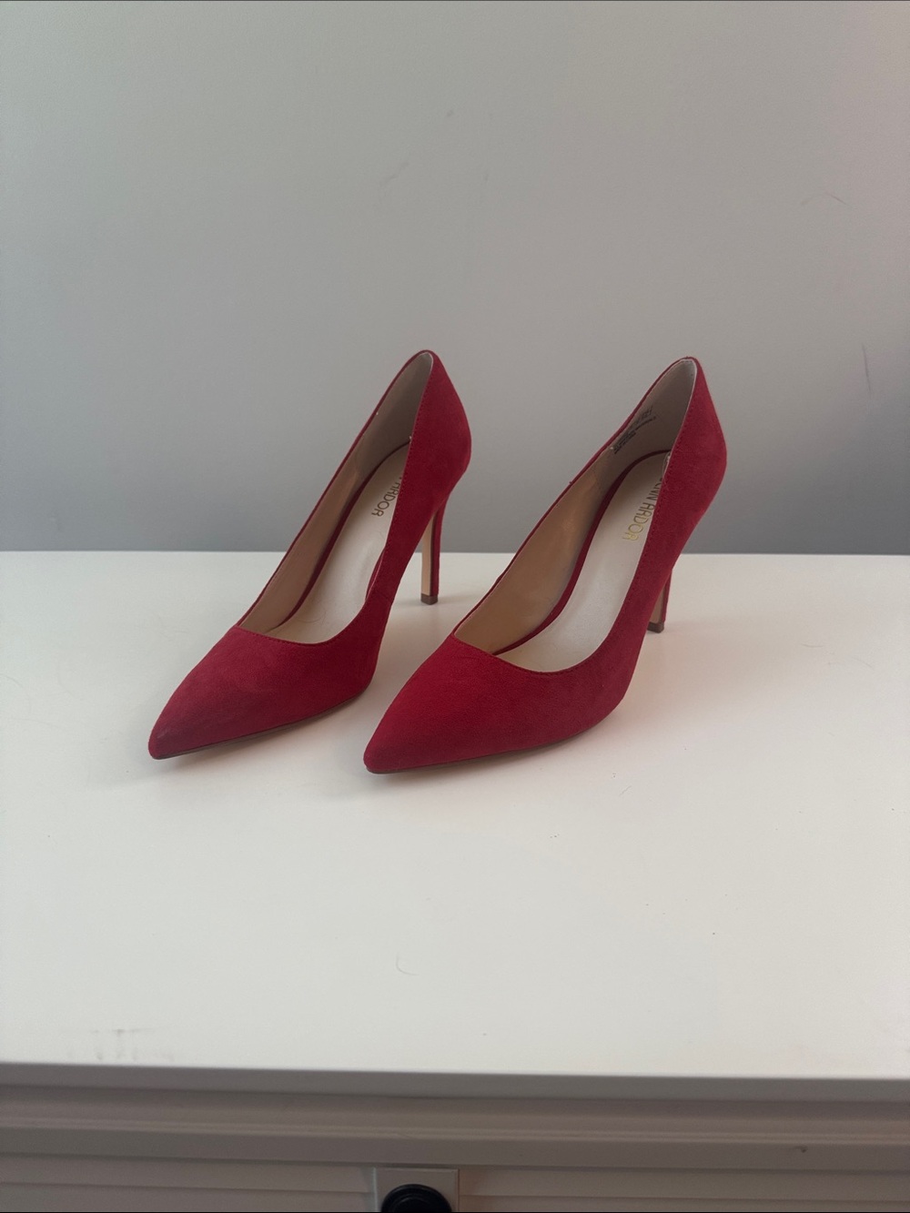 Jenn Ardor Red Pointed Suede Stiletto Pumps